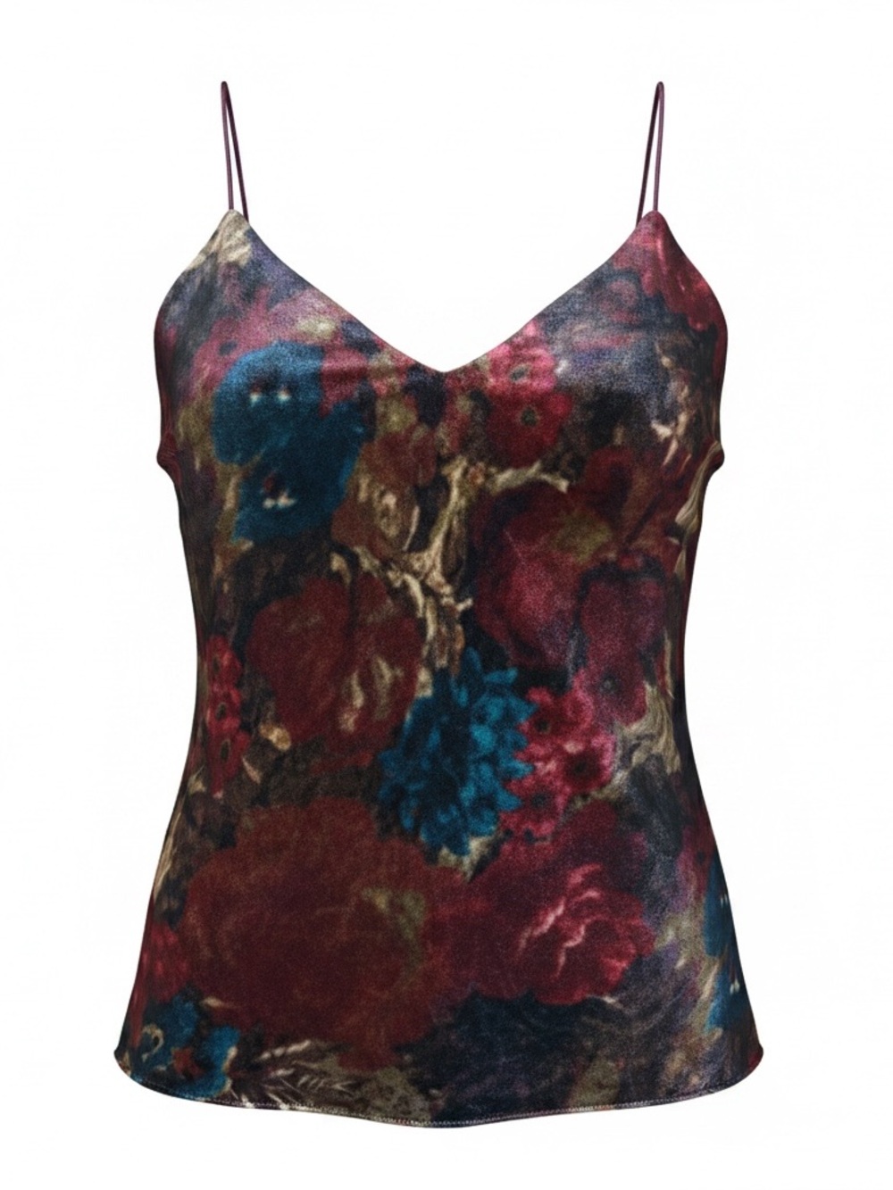 Polo by Ralph Lauren Floral Velvet Cami in Burgundy, Blue & Black